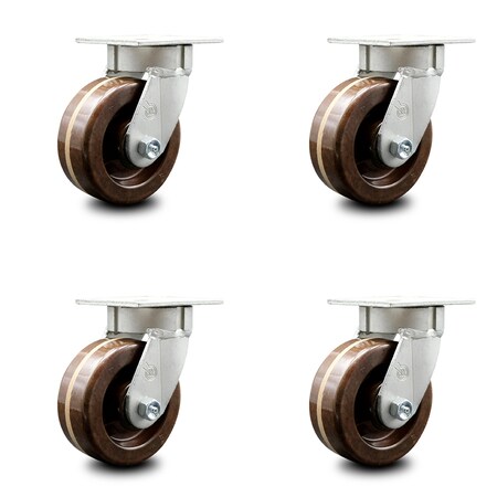 Service Caster 5 Inch Kingpinless High Temp Phenolic Wheel Swivel Top Plate Caster SCC, 4PK SCC-KP30S520-PHRHT-4